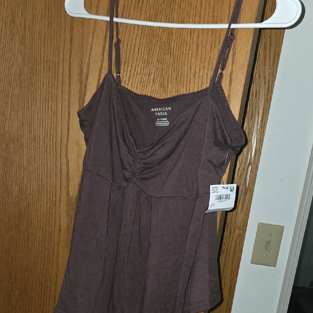 American Eagle Outfitters Brown And White Peplum Tank Tops Nwt